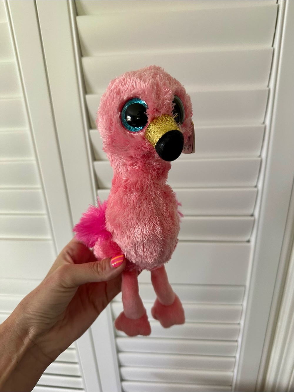 Ty Beanie Boos Pink Plush Flamingo Toy - Big Sparkly Eyes